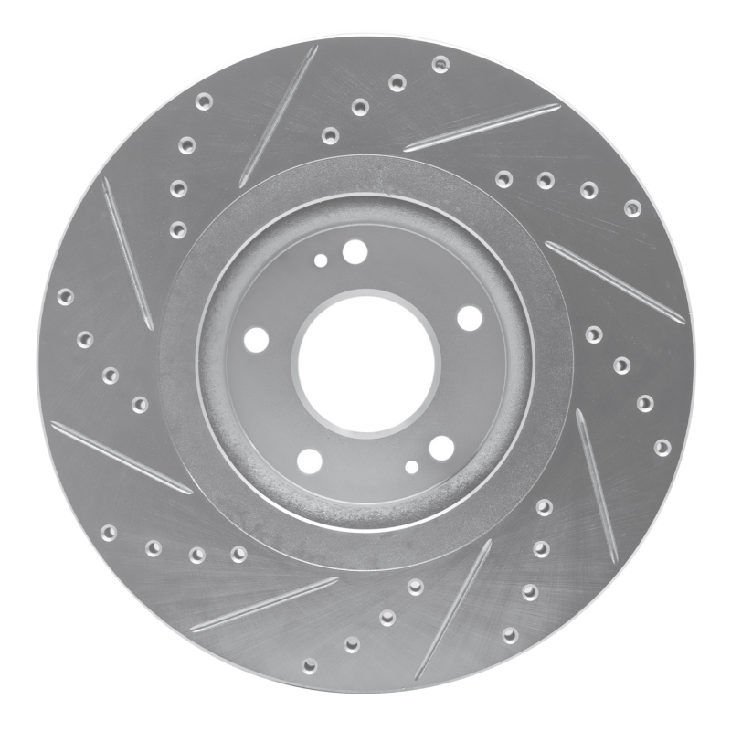 Kia Sedona Brake Rotor (1) - Front Right - R1 Concepts - Drilled & Slotted - Silver - `15-`21